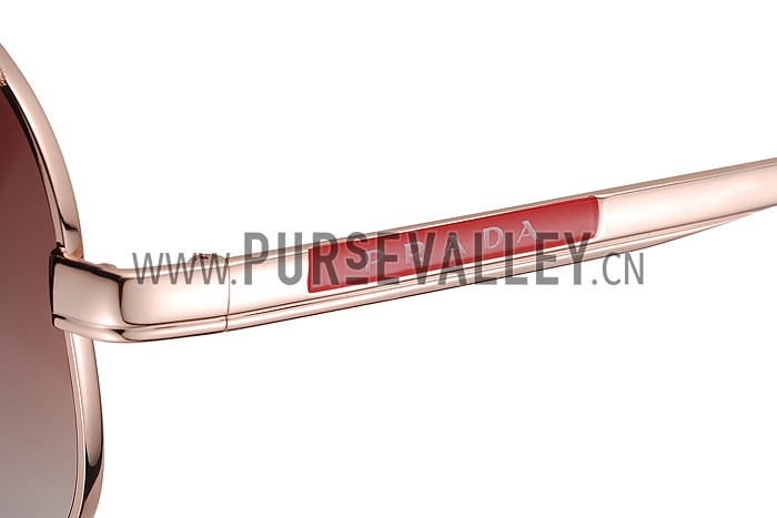 Prada Aviator Linea Rossa Logo Gold Frame Sunglasses 308224