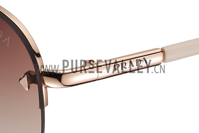 Prada Aviator Gold Frame Beige Temples Sunglasses 308227