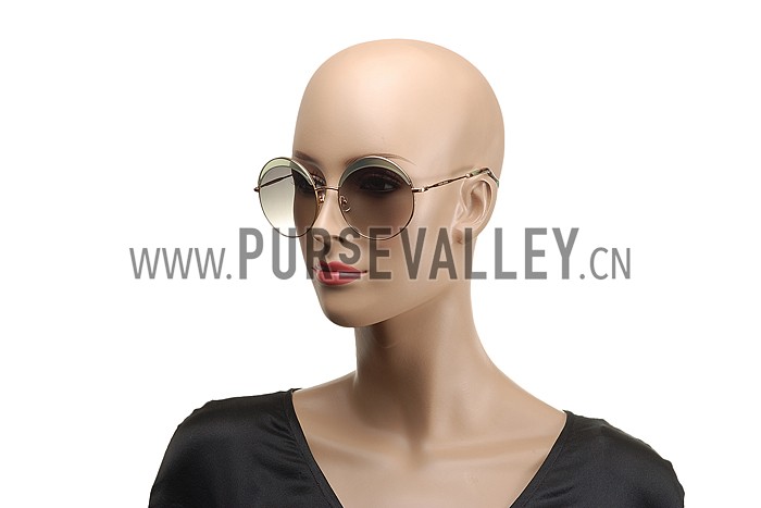 Miu Miu Noir Retro Round Semi-Rimless Light Green Sunglasses 307888