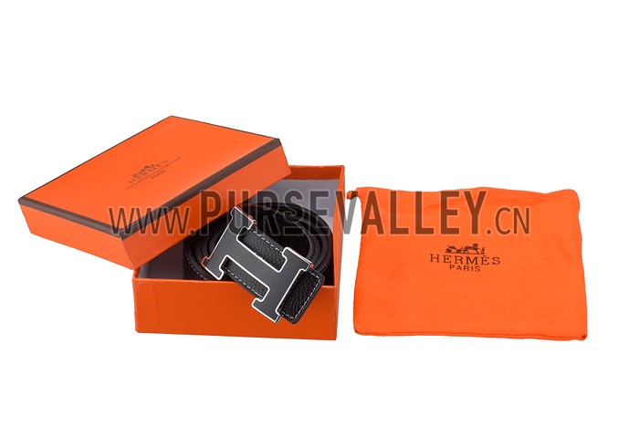 Hermes Large H Buckle Black Belt