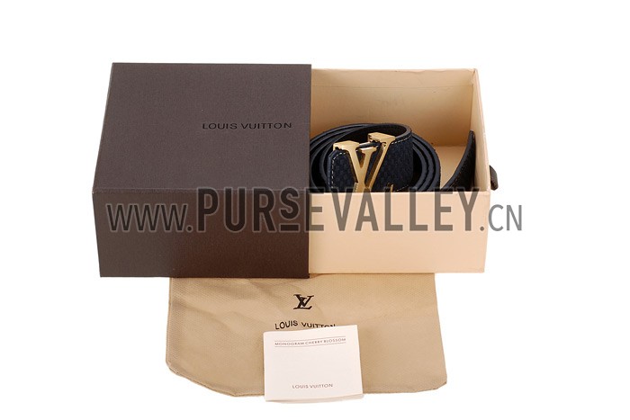 Louis Vuitton Replica Brass Logo Buckle Blue Suede Leather Belt