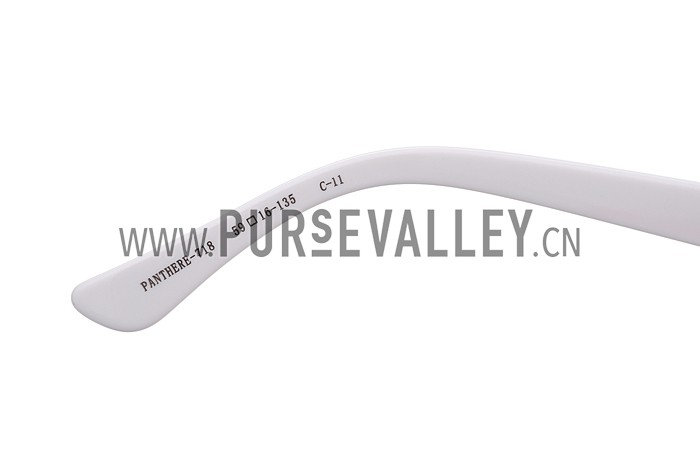 Cartier Wild Panthere Diamond Square White Sunglasses 307785