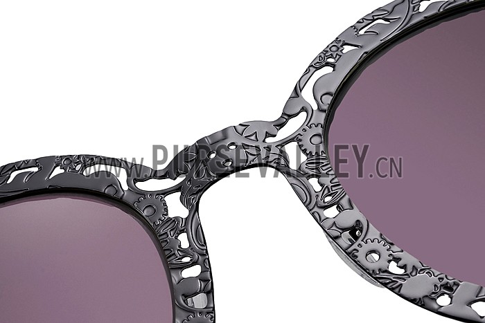 Karen Walker Fantastique Matte Black Purple Lens Sunglasses 307758