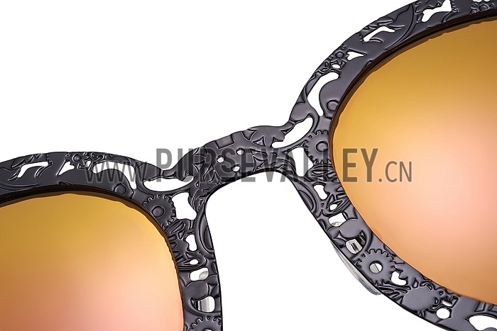 Karen Walker Fantastique Mirror Black Orange Lens Sunglasses 307759