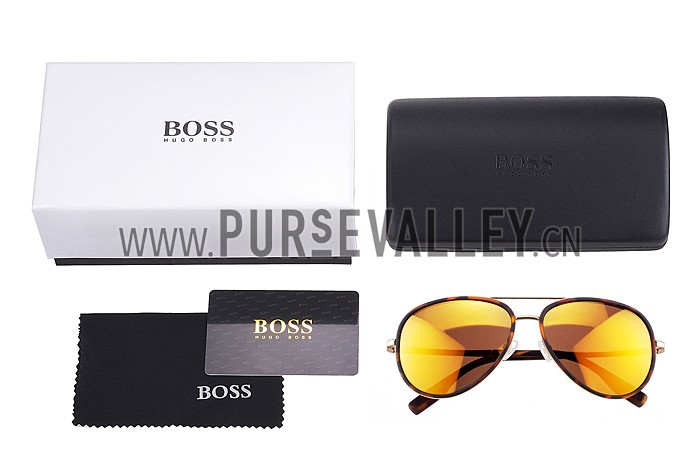 Hugo Boss Aviator Gold Frame Yellow Lens Sunglasses 307879
