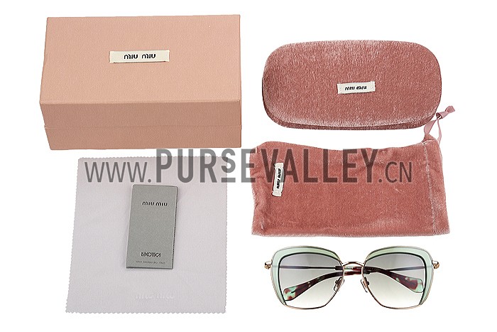 Miu Miu Square Double Frames Light Green Sunglasses 307892