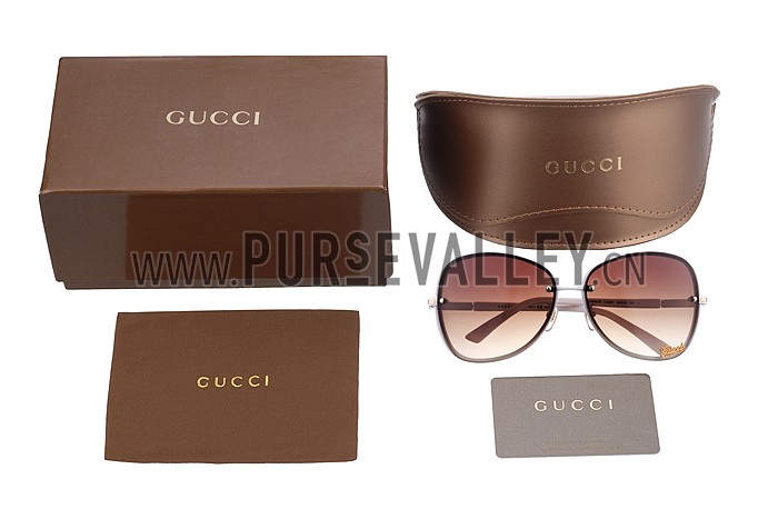Gucci Aviator Gucci Logo On Lens White Frame Sunglasses 307891