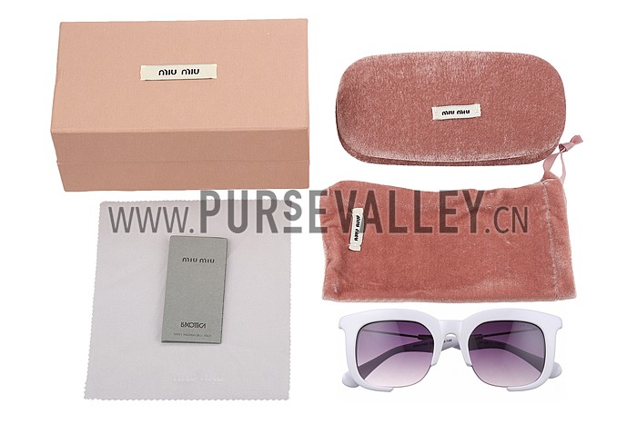 Miu Miu Square White Frames Sunglasses 307882