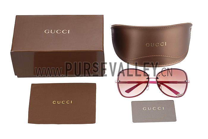 Gucci Aviator Gucci Logo On Lens Pink Frame Sunglasses 307889