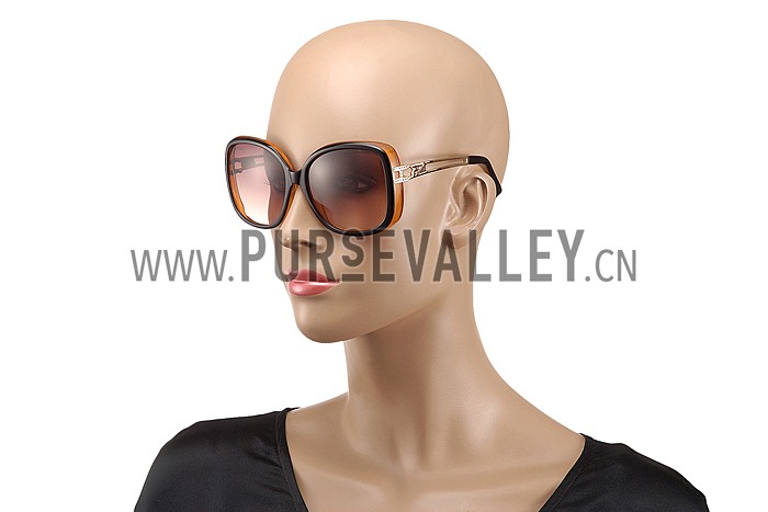 Hermes Studded Carriage Detail White Frame Sunglasses 308096