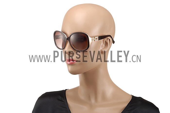 Hermes Oversized Round Frame Beige Sunglasses 308098
