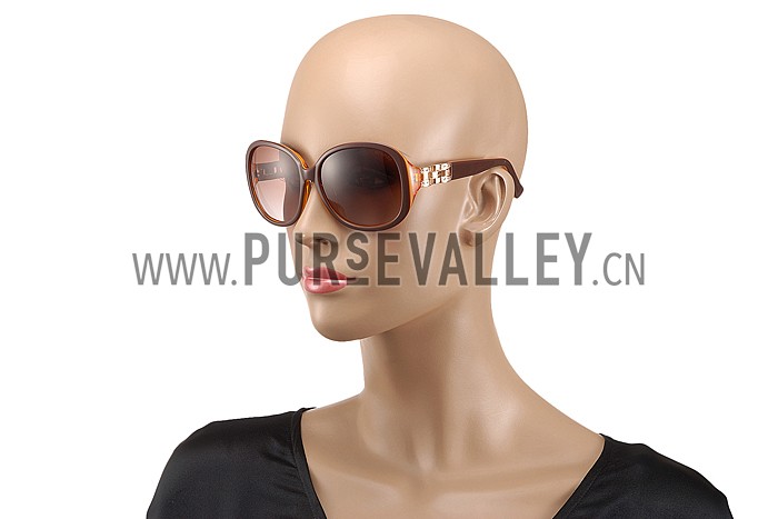 Hermes Oversized Round Frame Brown Sunglasses 308099