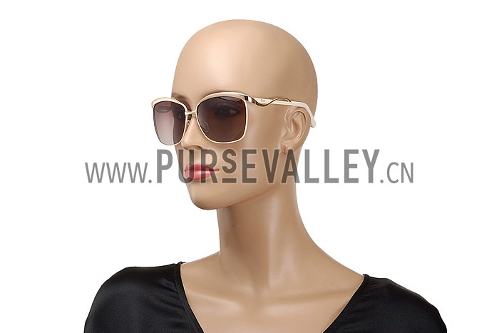 Christian Dior Demoiselle White Frame Brown Lenses Sunglasses 308120