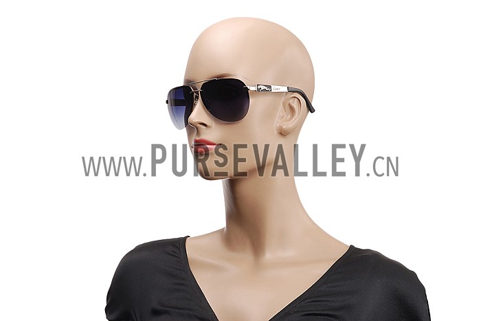 Cartier Wild Panthere Detail Silver Frame Silver Temples Sunglasses 308191