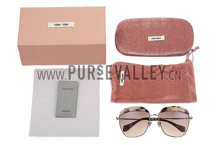 Miu Miu Oversized Square Half Frames Printed Sunglasses 307898