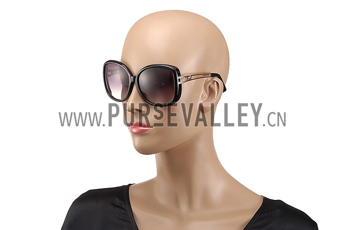 Hermes Studded Carriage Detail Black Frame Sunglasses 308092