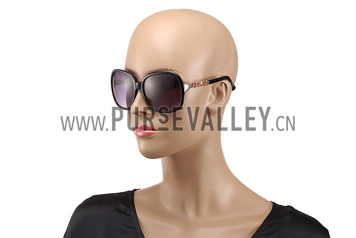 Hermes Large Oversized Black Frame Sunglasses with Metallic Logo 308101