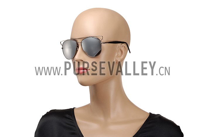 Christian Dior Technologic Silver Frame Grey Mirrorred Sunglasses 308123