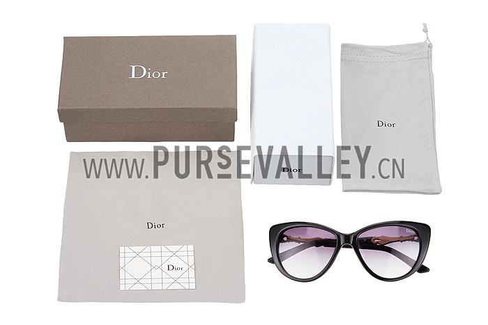 Christian Dior Cat Eye With 3 Stars Black Gold Sunglasses 308022