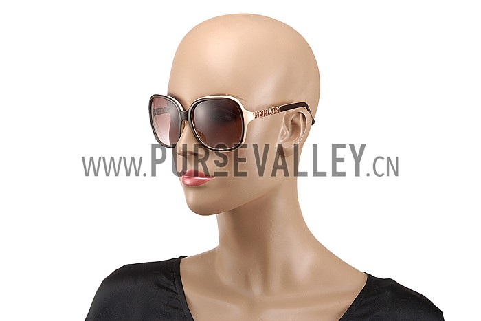 Hermes Large Oversized Beige Frame Sunglasses with Metallic Logo 308102