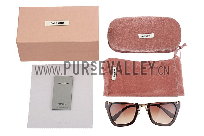 Miu Miu Cut Off Cat-Eye Brown Sunglasses 308036