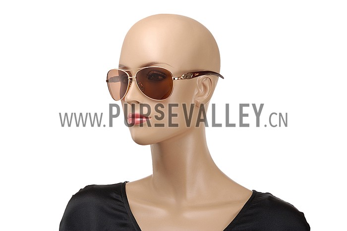 Cartier Panthere Detail Gold Frame Brown Lenses Sunglasses 308131