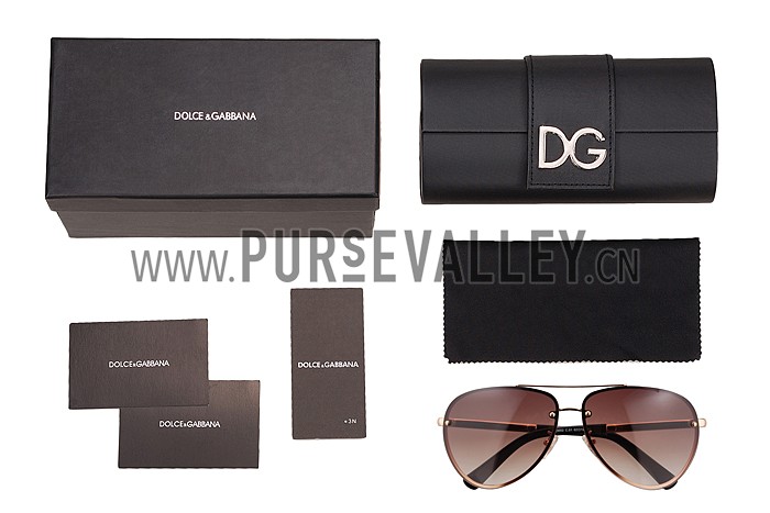 Dolce and Gabbana Pilot Gold Frame Sunglasses 308194