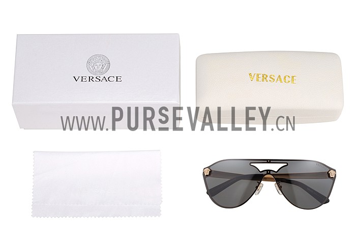 Versace Medusa Aviator Light Grey Lenses Gold Temples Sunglasses 308246