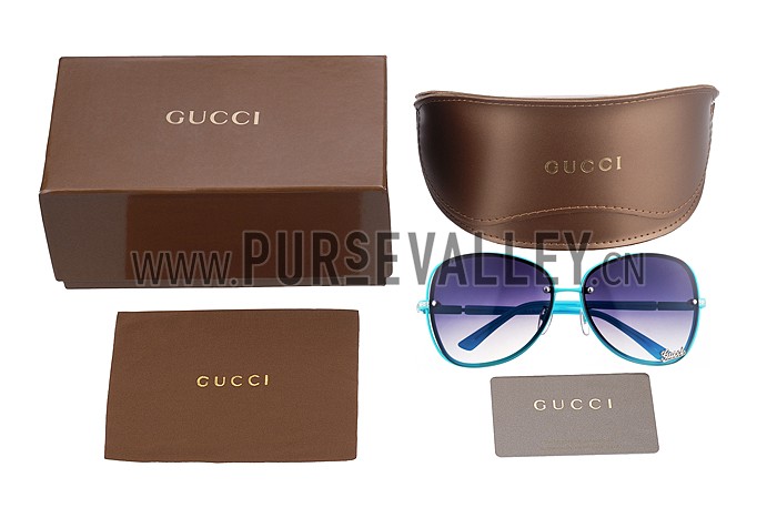 Gucci Aviator Gucci Logo On Lens Blue Frame Sunglasses 307890