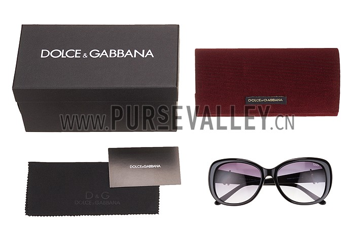 Dolce and Gabbana Black With Silver Roses Sunglasses 308025