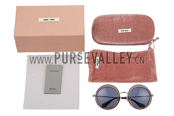 Miu Miu Noir Light Grey Full Circle Round Frames Sunglasses 307886