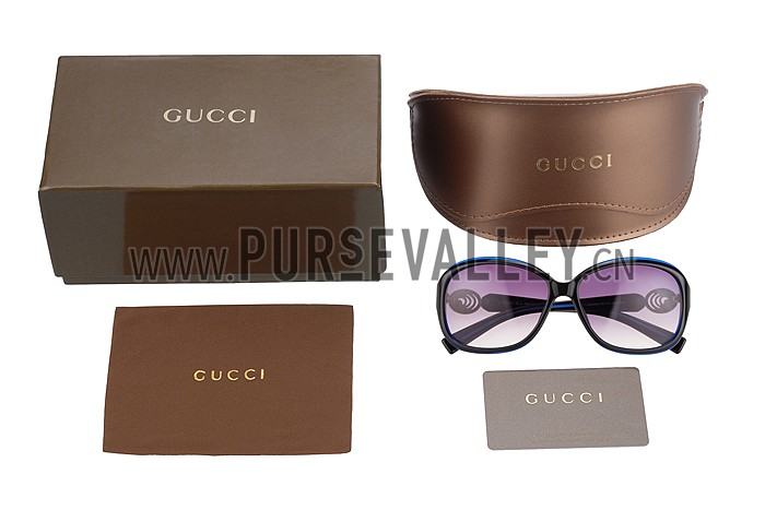Gucci Elegant Oval Shaped Black and Blue Sunglasses 308030