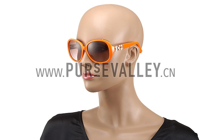 Hermes Oversized Round Frame Orange Sunglasses 308100