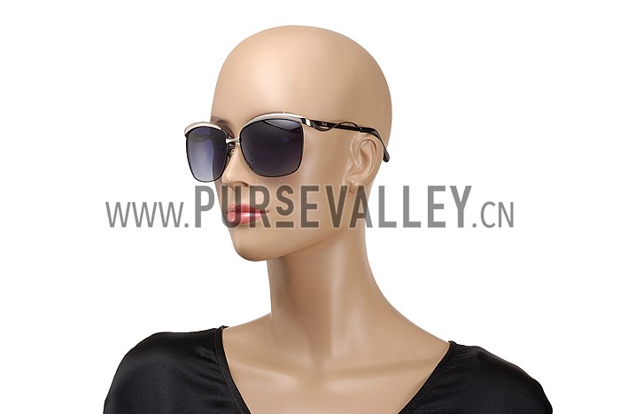 Christian Dior Demoiselle Silver Frame Dark Blue Lenses Sunglasses 308119