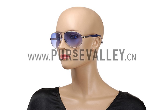 Prada Aviator Silver Frame Blue Lenses Sunglasses 308149