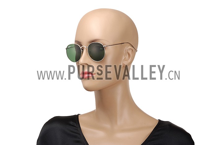 Ray Ban Round Silver Metal Frame Green Lenses Sunglasses 308160