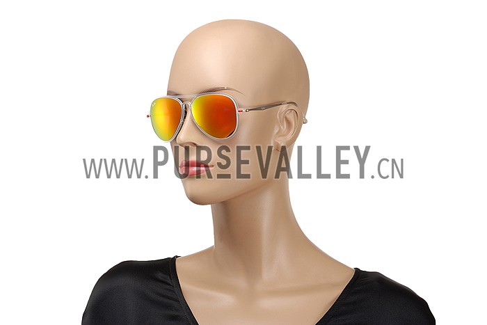 Ray Ban Aviator Liteforce White Frame Orange Mirrored Lenses Sunglasses 308169