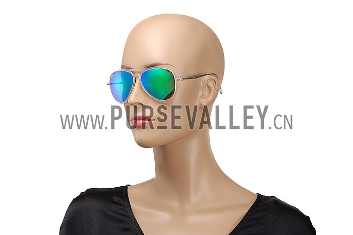 Ray Ban Aviator Liteforce White Frame Green Mirrored Lenses Sunglasses 308170