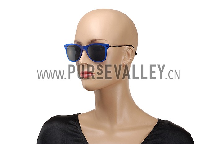 Ray Ban Wayfarer Light-Ray Blue Frame Black Lenses Sunglasses 308163