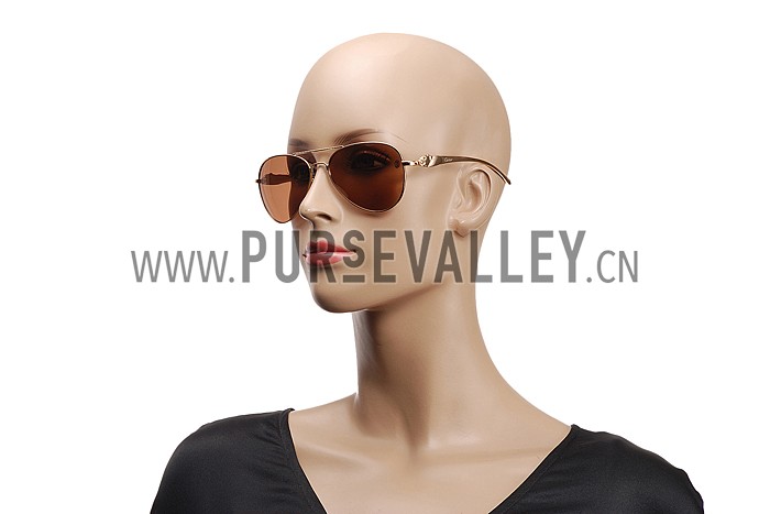 Cartier Panthere Aviator Gold Frame Brown Lenses Sunglasses 308185