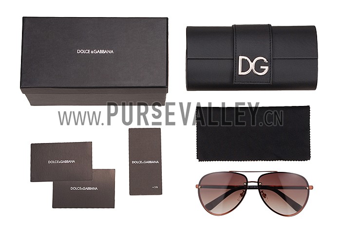 Dolce and Gabbana Pilot Brown Frame Sunglasses 308193