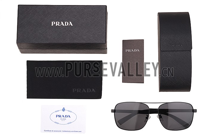 Prada Square Linea Rossa Logo Black Frame Sunglasses 308218