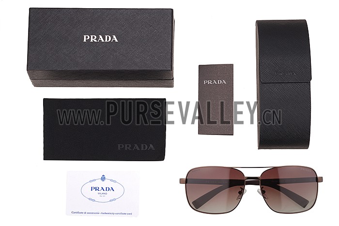 Prada Square Linea Rossa Logo Brown Frame Sunglasses 308219