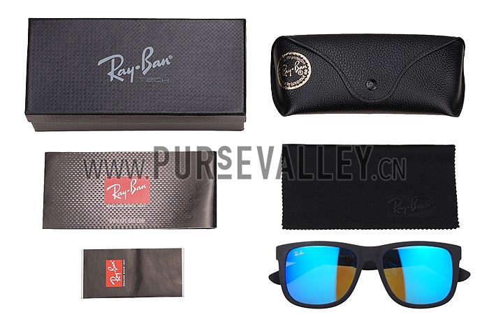 Ray Ban Justin Black Frame Blue Lenses Sunglasses 308231
