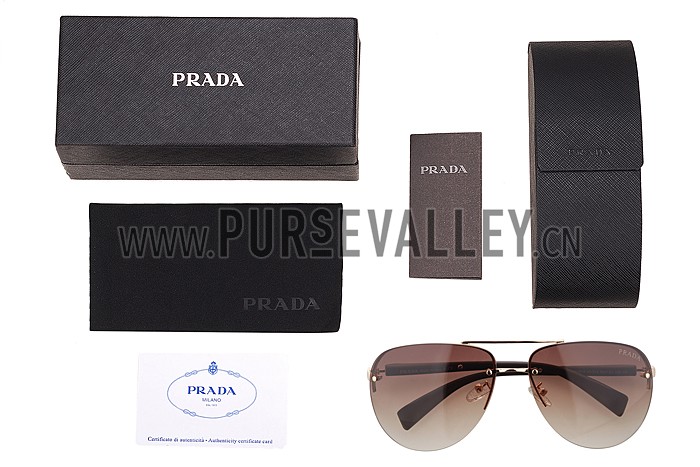 Prada Sporty Linea Rossa Logo Brown Temples Sunglasses 308214