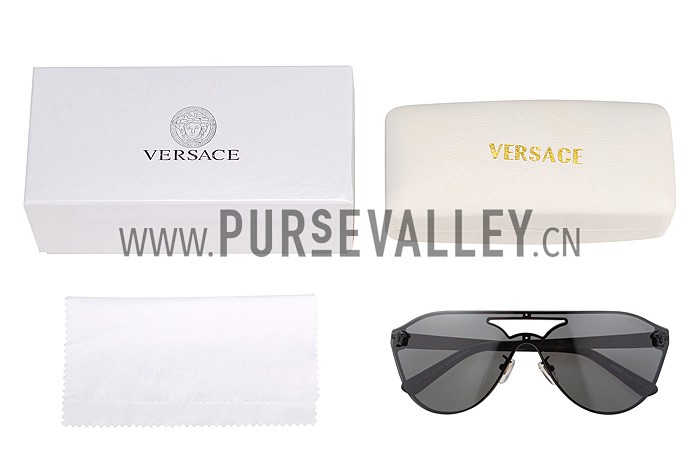 Versace Medusa Aviator Light Grey Lenses Black Temples Sunglasses 308244