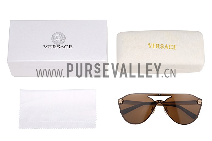 Versace Medusa Aviator Brown Lenses Gold Temples Sunglasses 308245