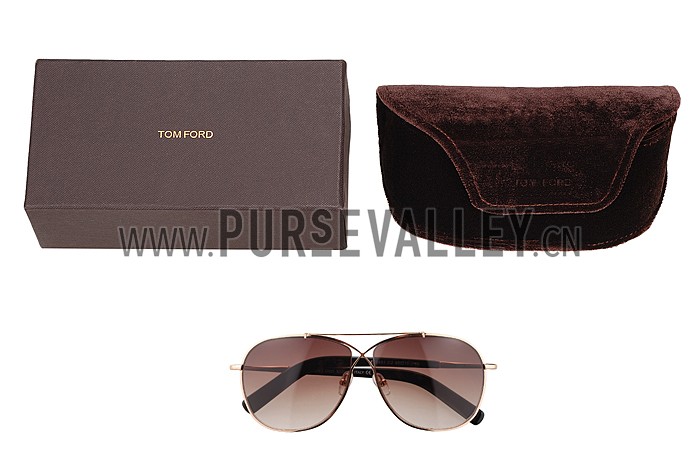Tom Ford Eva Pilot Gold Frame Brown Lenses Sunglasses 308240