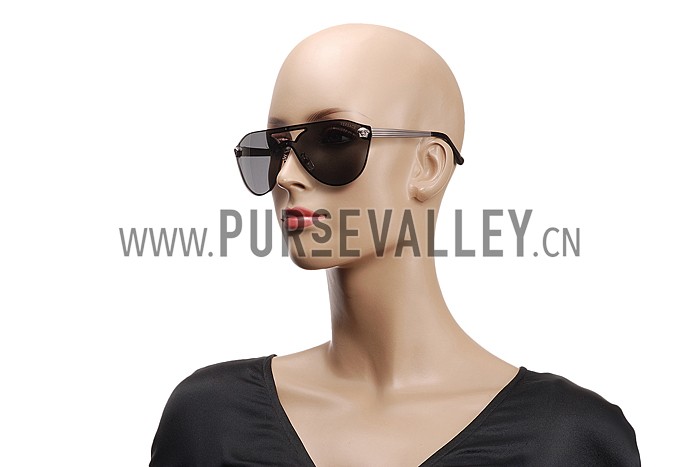 Versace Medusa Aviator Light Grey Lenses Grey Temples Sunglasses 308247