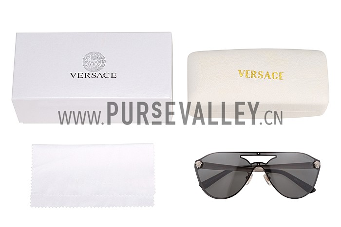 Versace Medusa Aviator Light Grey Lenses Silver Temples Sunglasses 308248